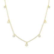 14K GOLD OPAL AND MOISSANITE DIAMOND STATION CHARM NECKLACE